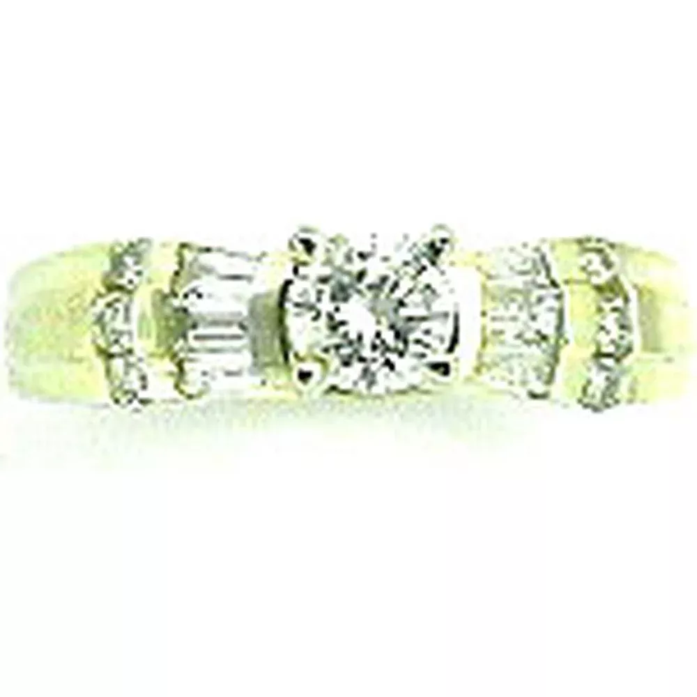 Royal 14K Yellow Gold Diamond Halo Engagement Ring - 0.70 Carat Total Diamond Weight