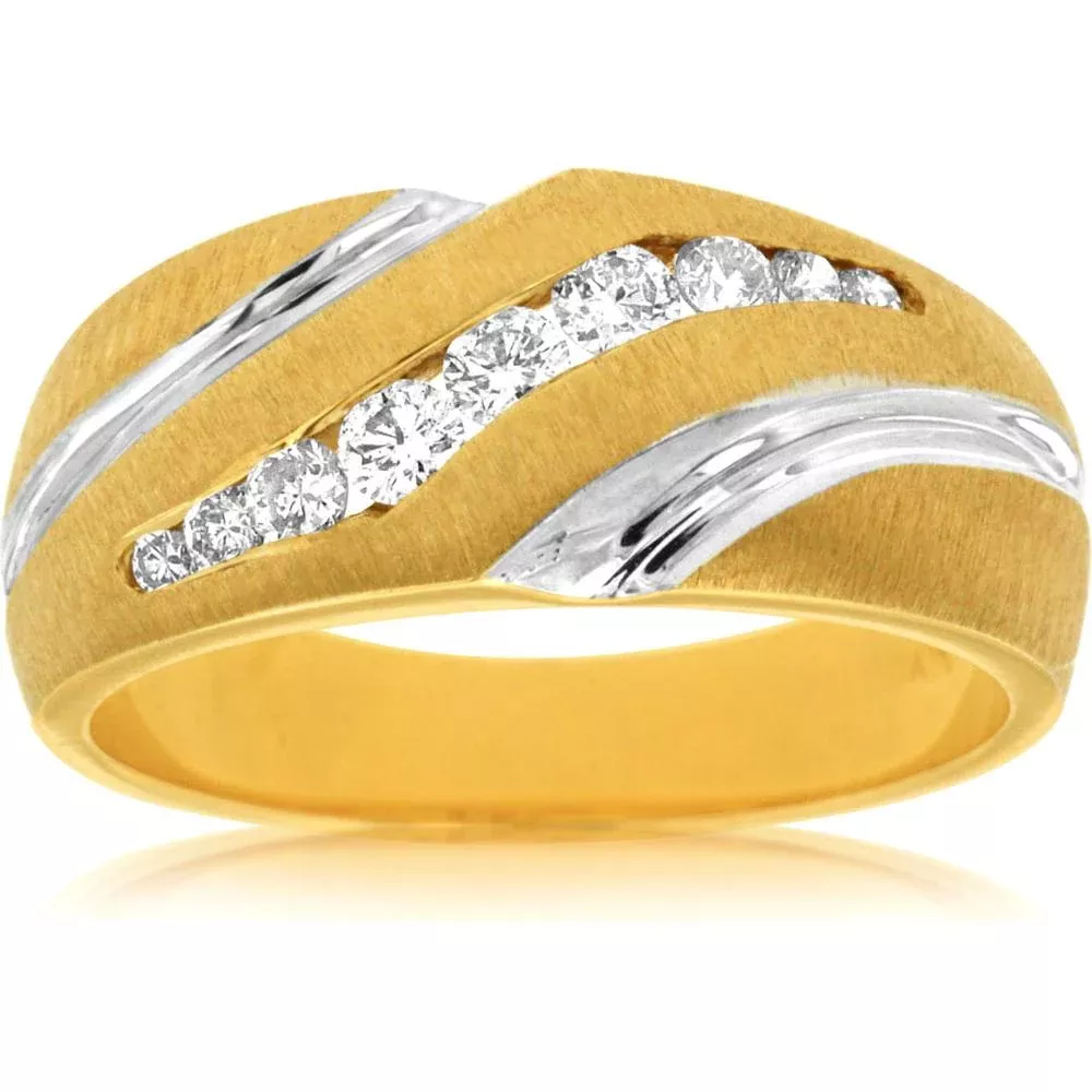 Royal 14K Yellow Gold His & Hers Diamond Ring - 0.21 Carat Total Diamond Weight
