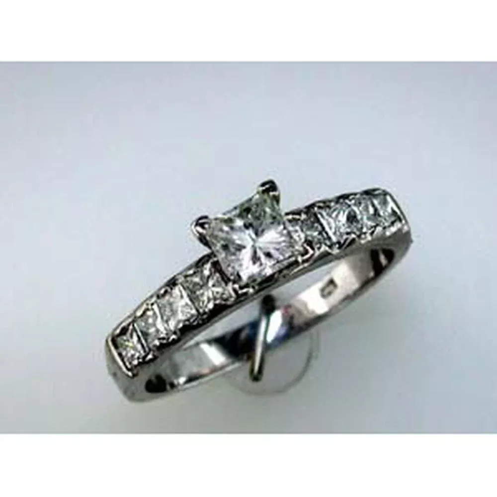 Royal Dazzling Princess-Cut Diamond Engagement Ring in 14K White Gold