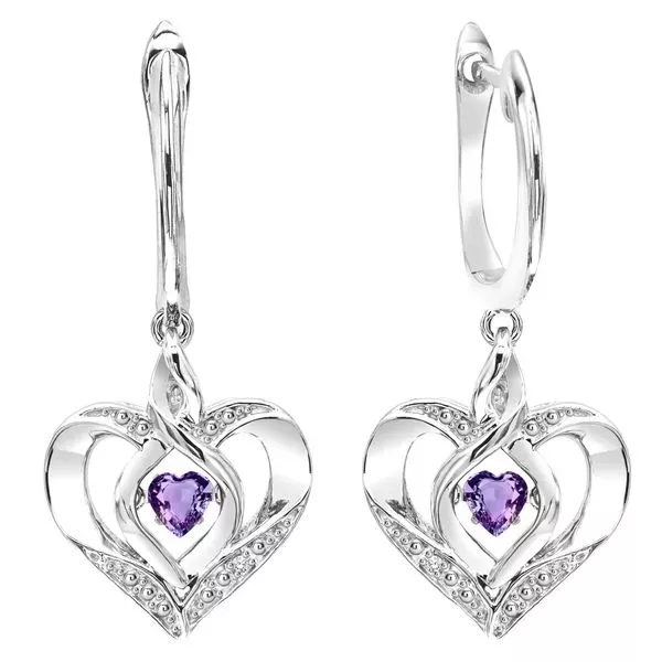Silver Diamond 1/50Ctw & Created-Amethyst 1/8Ctw Earring