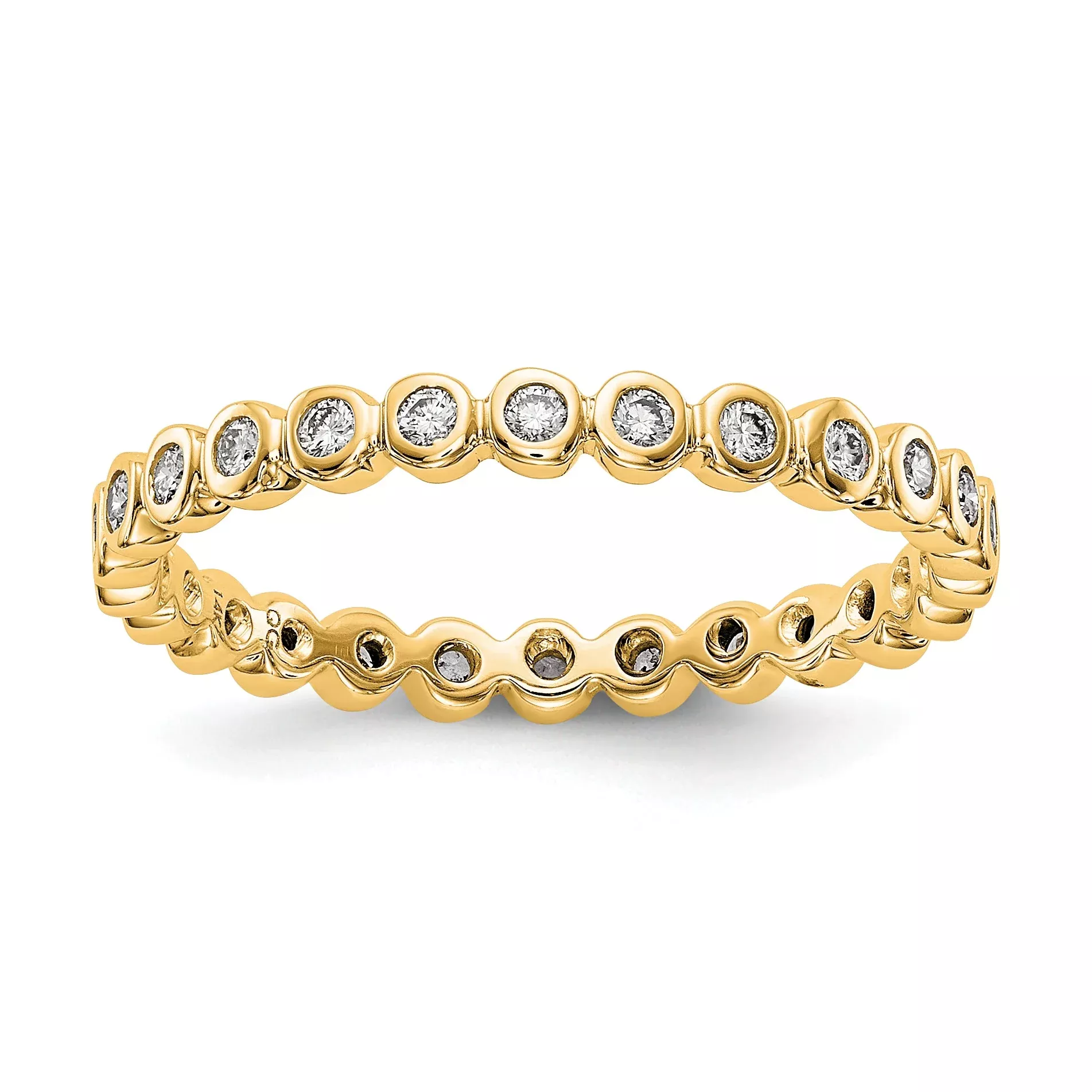 Solid Real 14k Polished 1 /3ct Bezel Set CZ Eternity Wedding Band Ring
