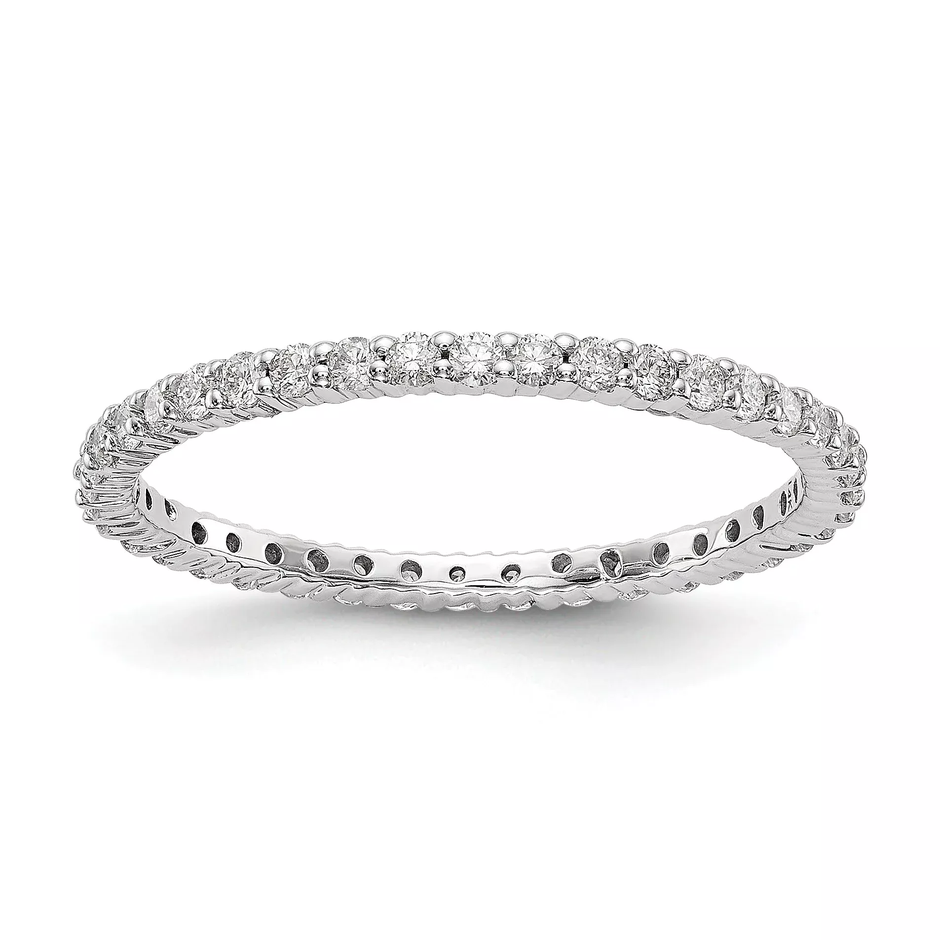 Solid Real 14k White Gold Polished Shared Prong 1 /2ct CZ Eternity Wedding Band Ring