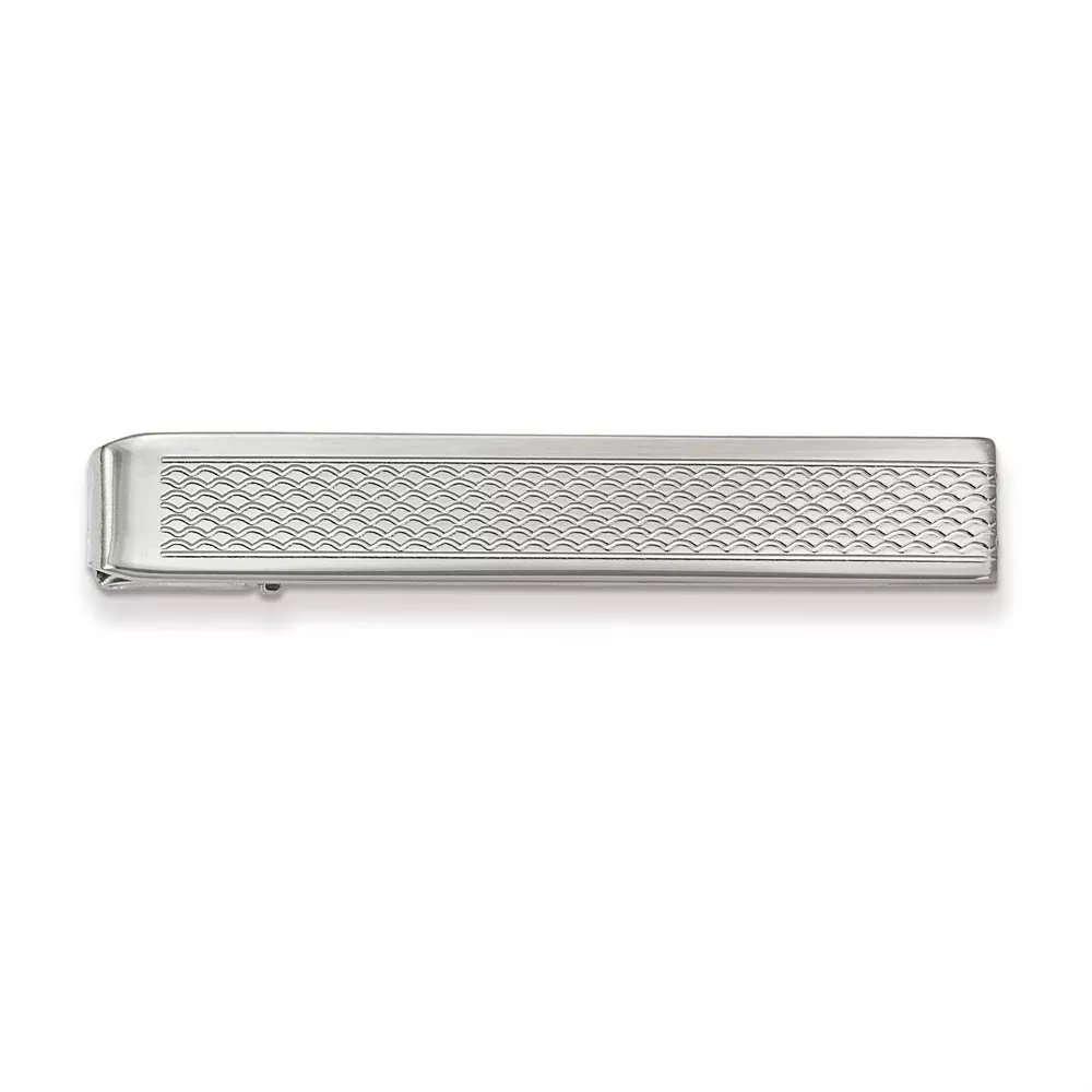 Sophia Jewelers Rhodium-Plated Men's Tie Bar with Polished Elegant Design
