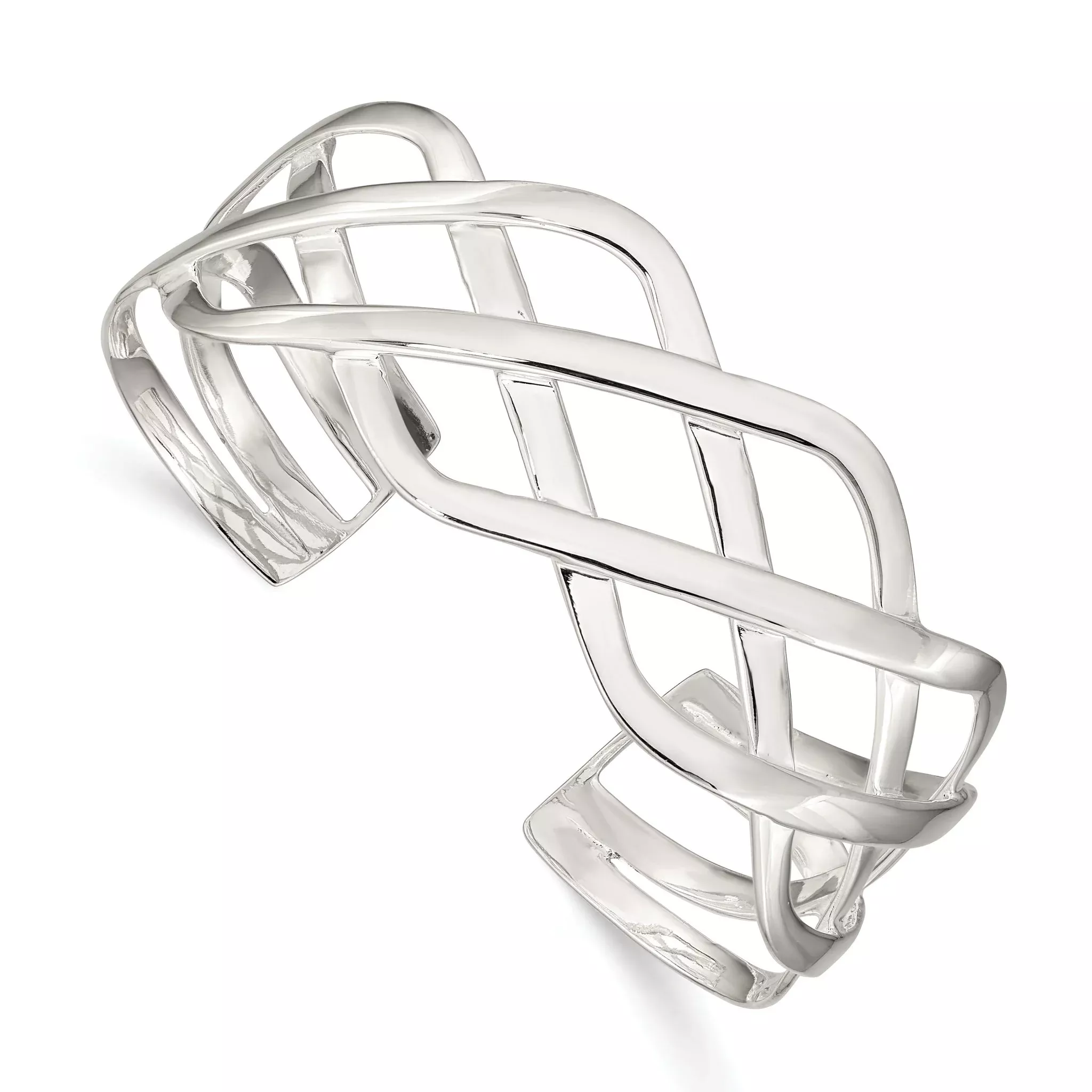 Sophia Jewelers Sterling Silver 925 Woven Cuff Bangle for Women