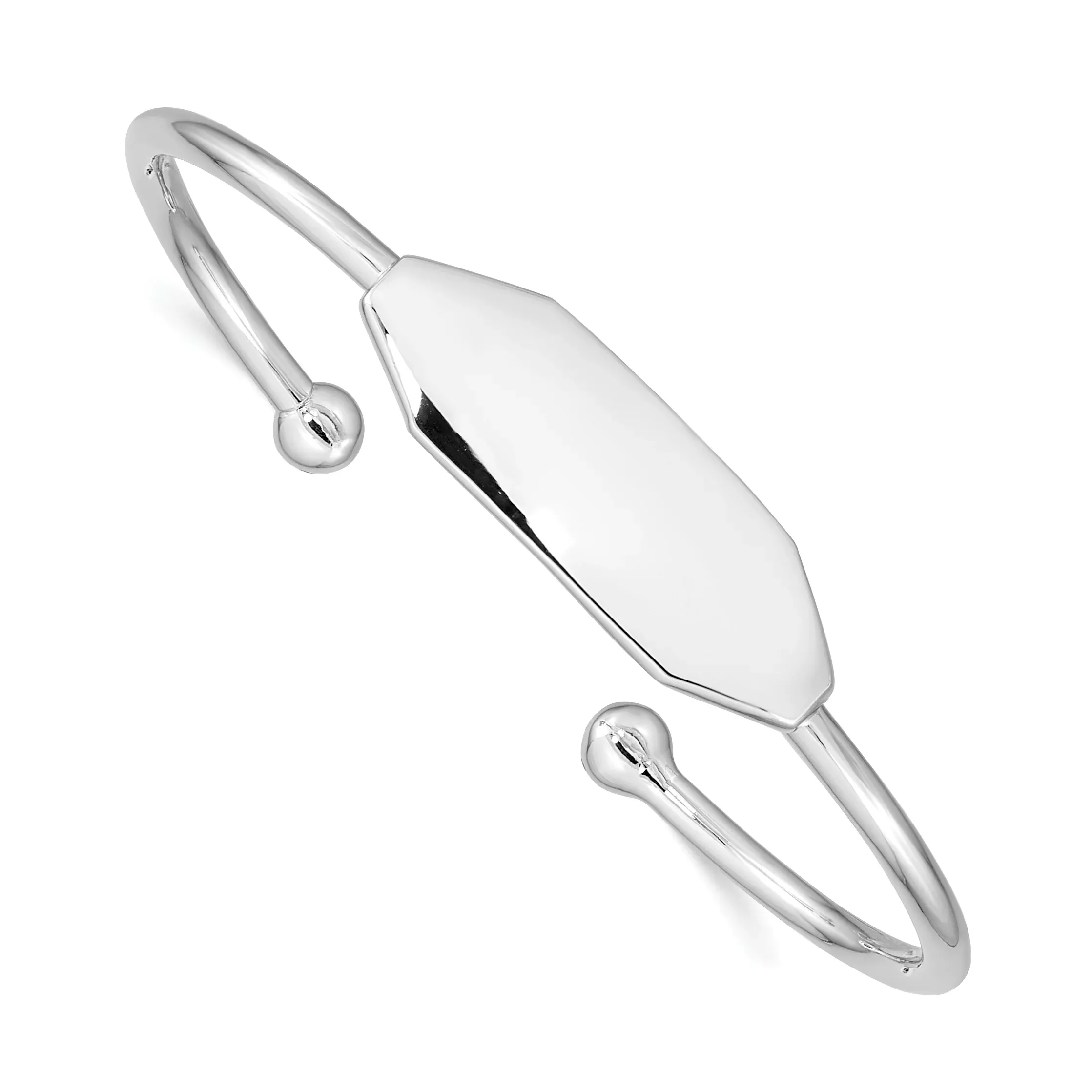 Sophia Jewelers Sterling Silver Polished ID Cuff Bangle for Girls