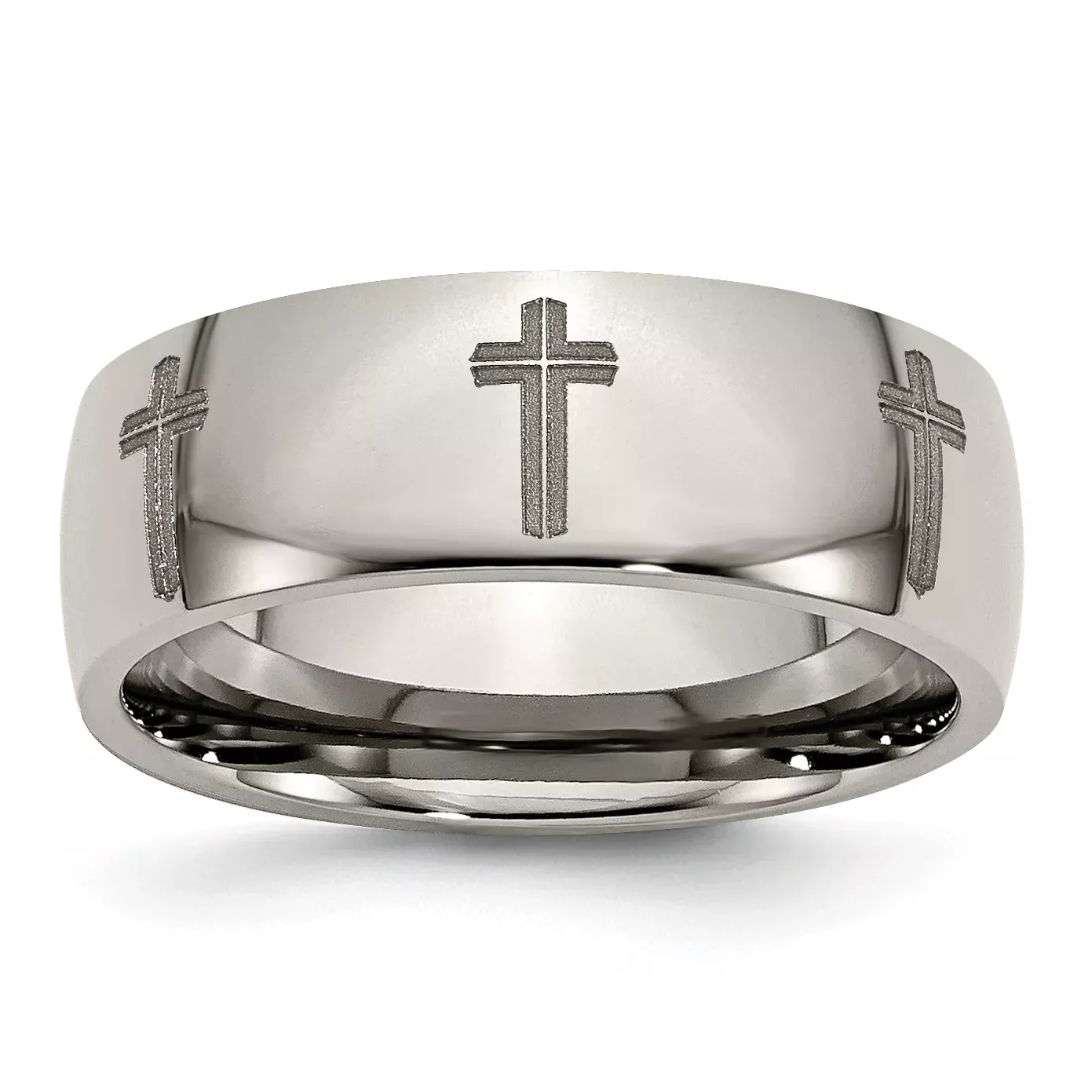 Sophia Jewelers Titanium Unisex Wedding Band with Polished Laser Design