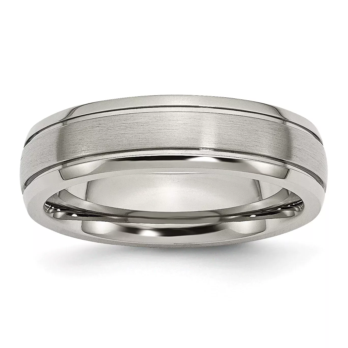 Sophia Jewelers Titanium Wedding Band with Grooved Edge Unisex Design