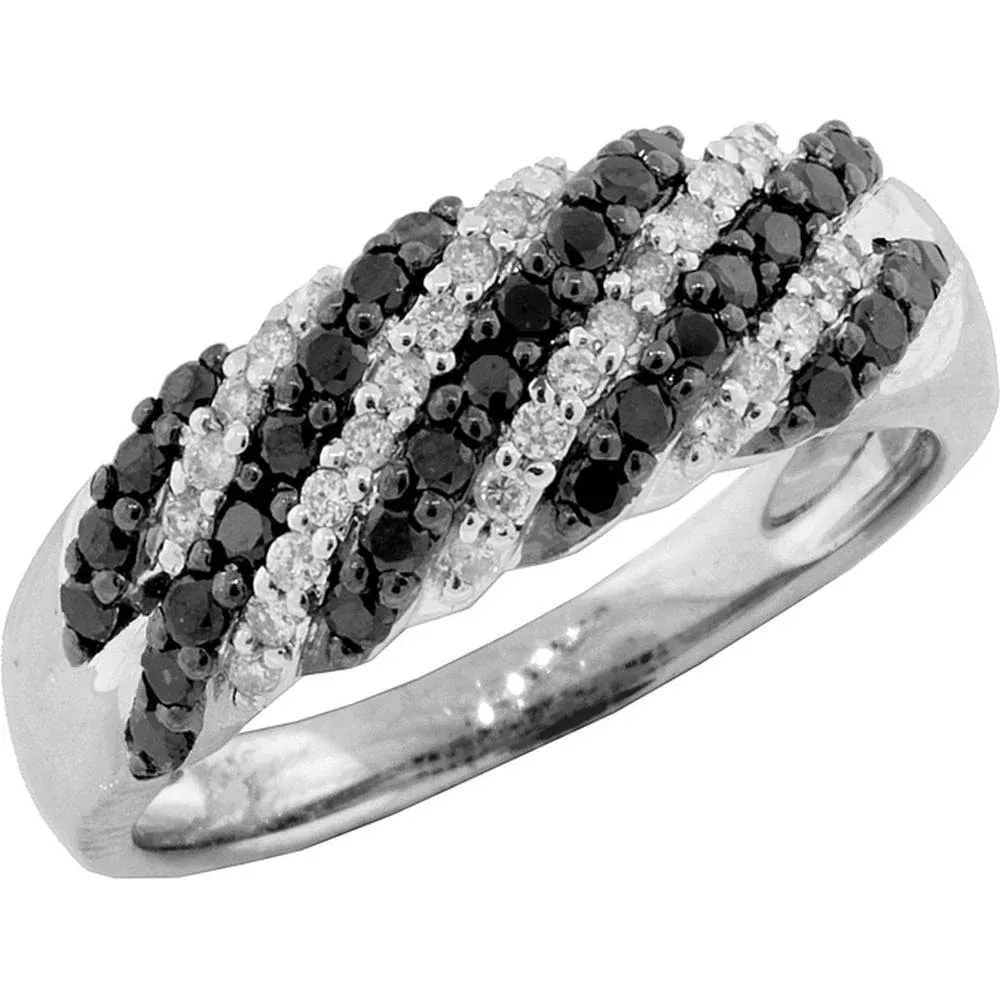 Sophisticated 14K White Gold 0.38 Carat Black Diamond & 0.17 Carat Diamond Ring