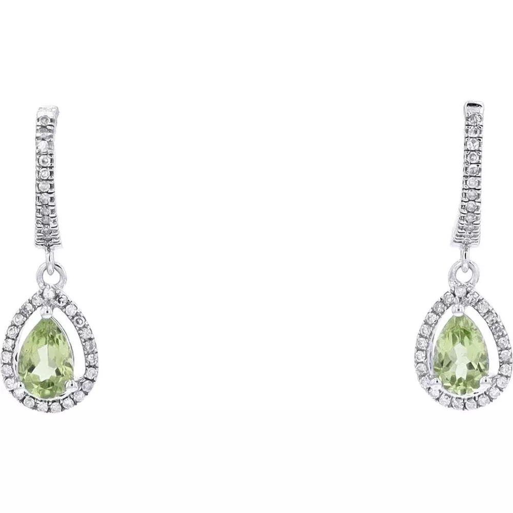 Sparkling 14K White Gold Halo Earrings with Gemstone and Diamonds
