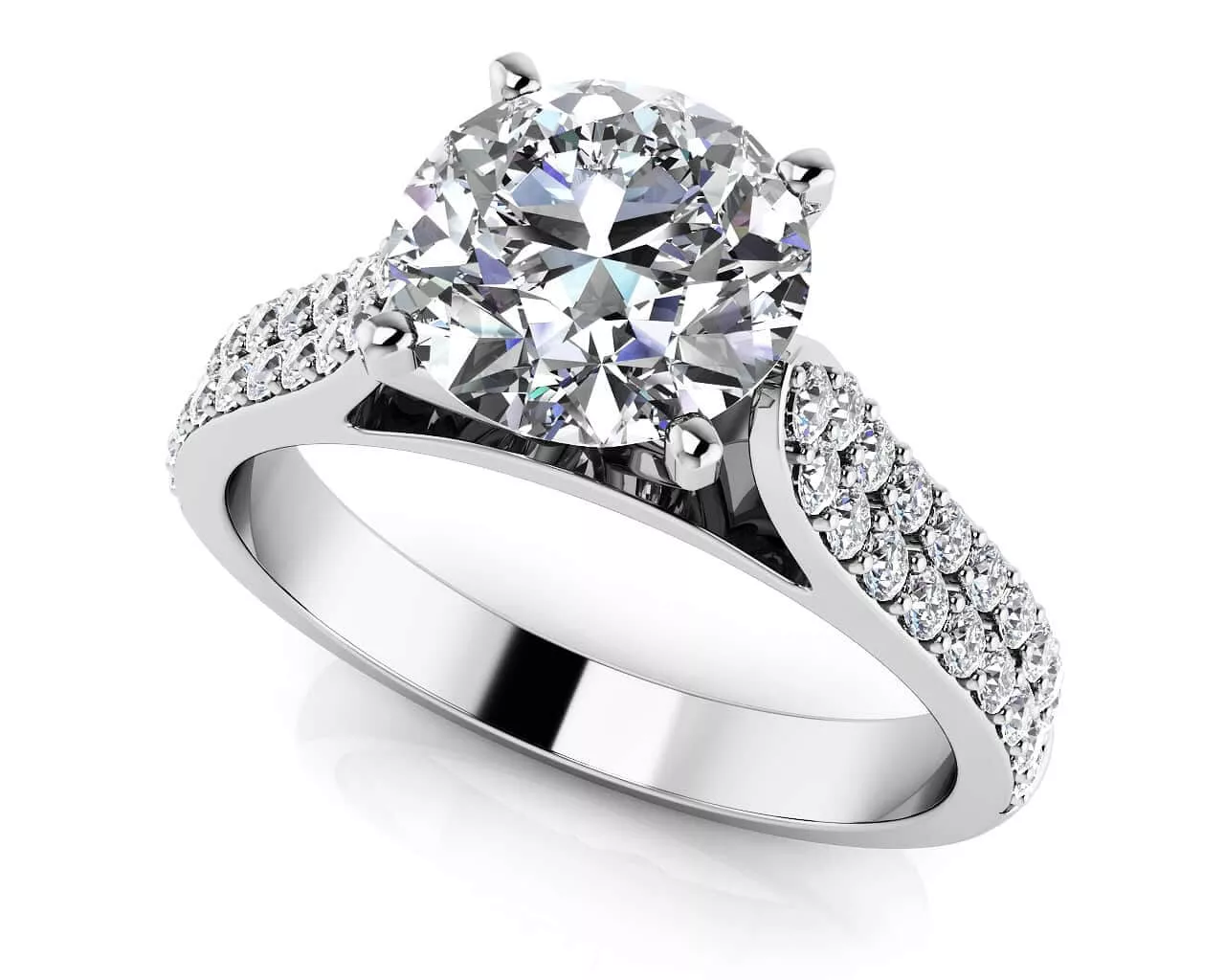 Splendid Romance Two Row Diamond Engagement Ring .90 Carat Total Weight