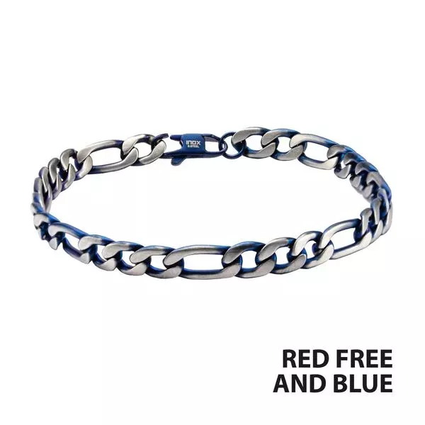 Steel Blue IP Figaro Chain Bracelet