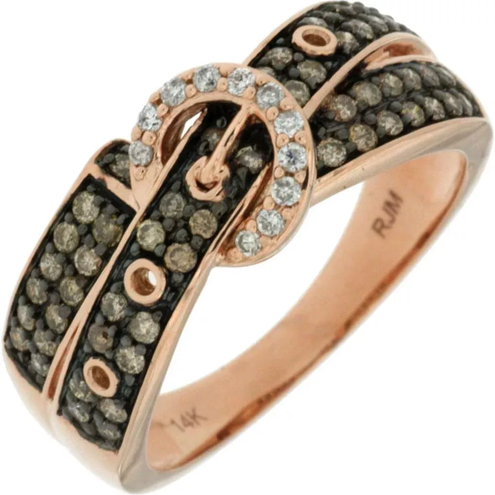 Stellar Rose: 14K Rose Gold Diamond & Mocha Diamond Ring - 0.44 Carat Total Gem Weight
