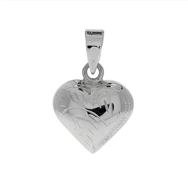 Sterling Silver 14mm Wide Heart Pendant