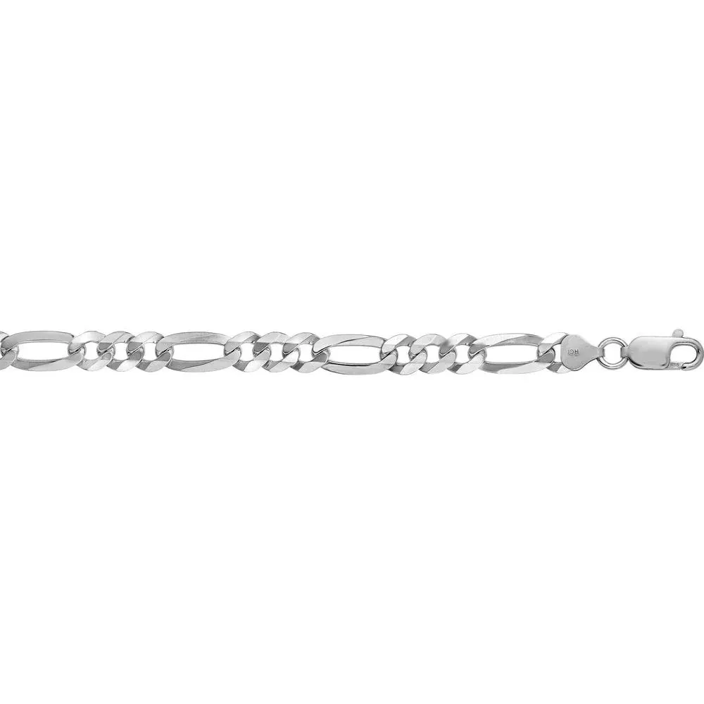 Sterling Silver 7.8mm Figaro Chain with Diamond Cut Texture - 20" by Orozza Fine Jewelry