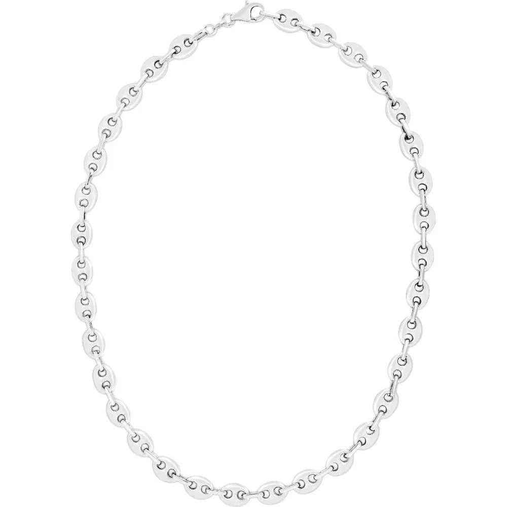 Sterling Silver 7.8mm Lite Puffed Mariner Chain Necklace - 18" by Orozza Fine Jewelry