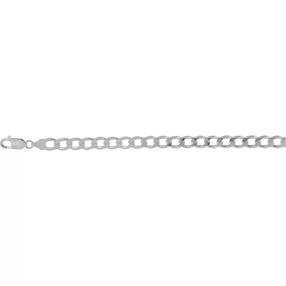 Sterling Silver 7.8mm Polished Curb Chain with Lobster Clasp - 24" by Orozza Fine Jewelry