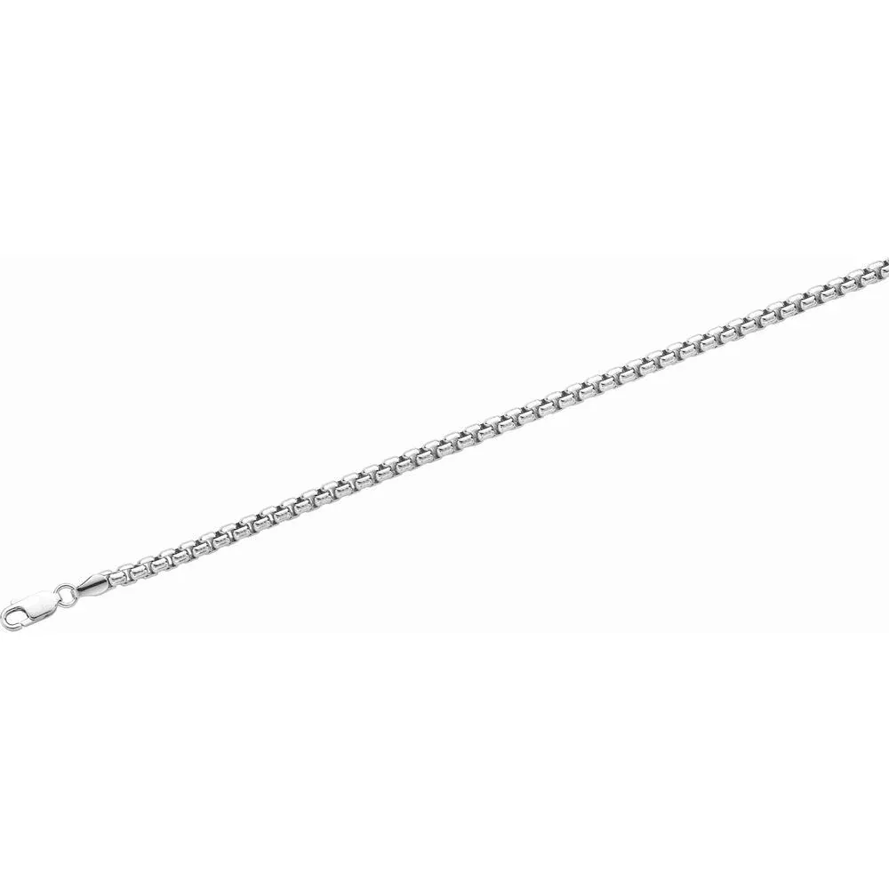 Sterling Silver 8.5" Round Box Chain with Polished Lobster Clasp - 5.2mm by Orozza Fine Jewelry