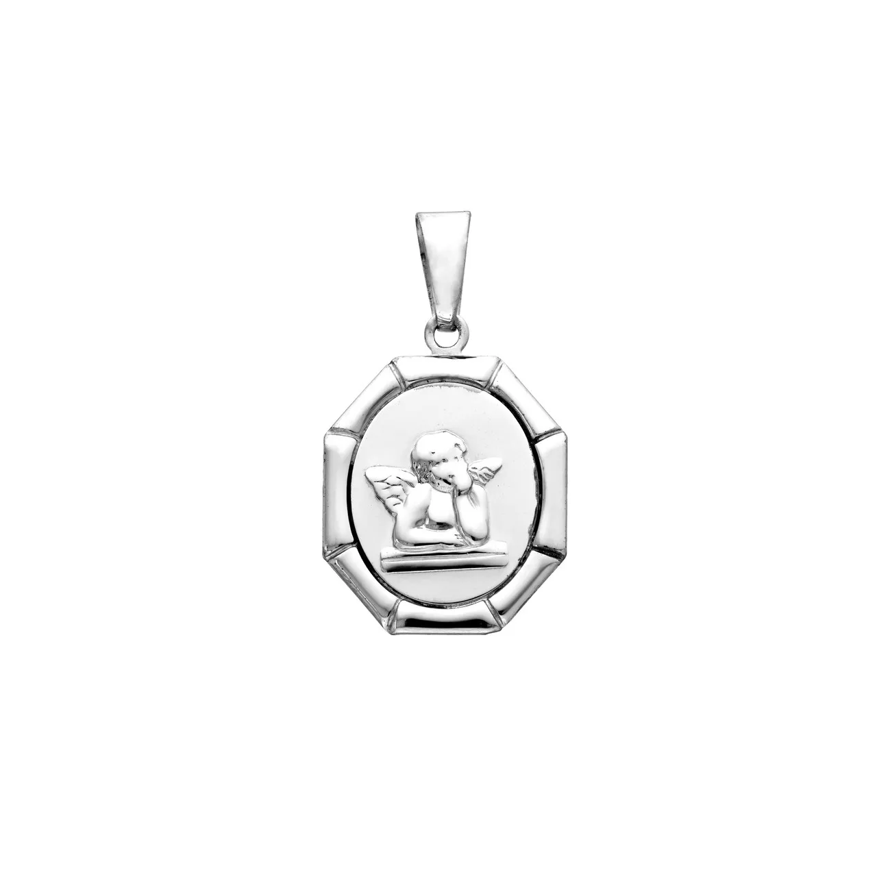 Sterling Silver 8 Sided Angel Pendant