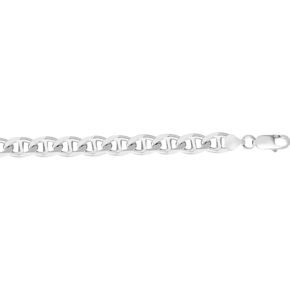 Sterling Silver 8mm Concave Mariner Chain Necklace with Polished Finish - 8.5" by Orozza Fine Jewelry