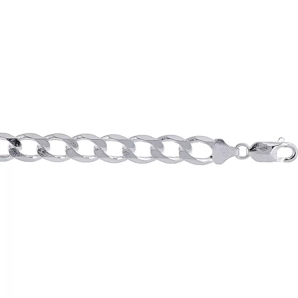 Sterling Silver 9.5mm Polished Curb Chain Necklace - 24" Length by Orozza Fine Jewelry