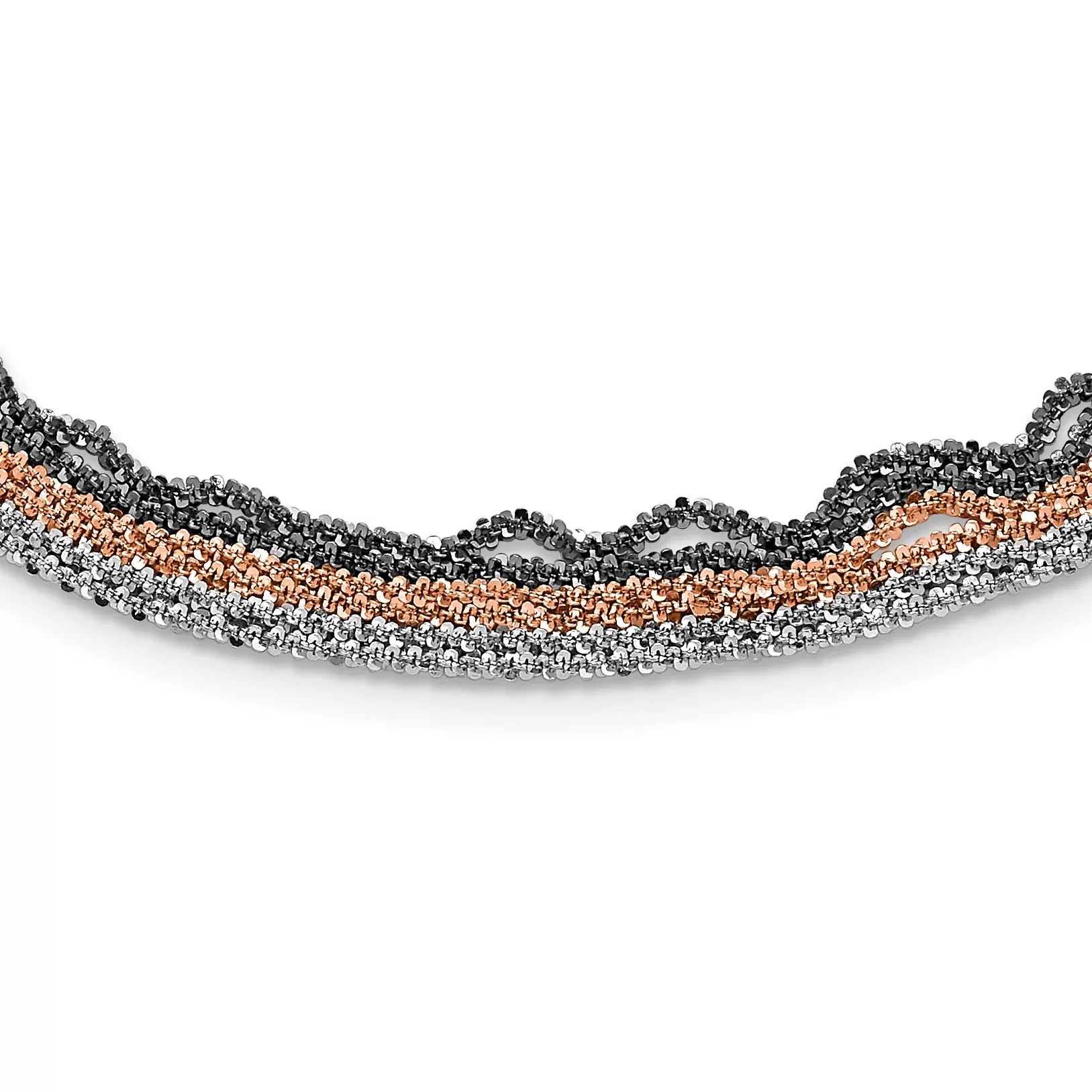 Sterling Silver 925 Necklace with Ruthenium and Rose-Tone Plating