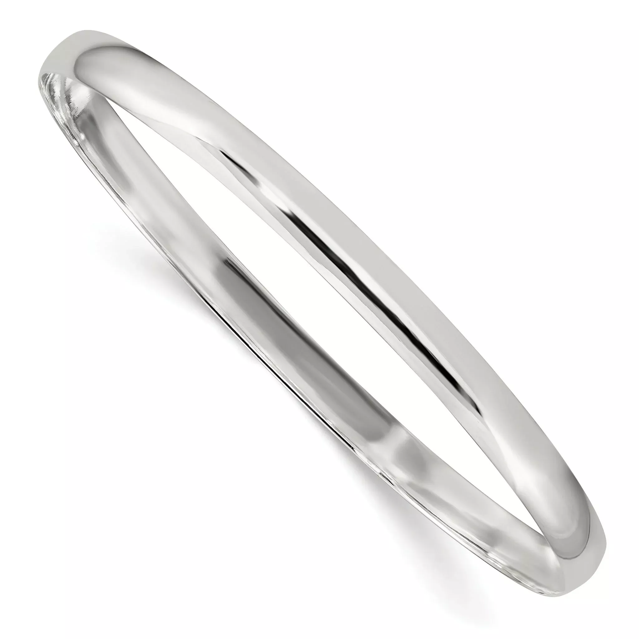 Sterling Silver 925 Polished Bangle Bracelet with Solid Slip-On Design