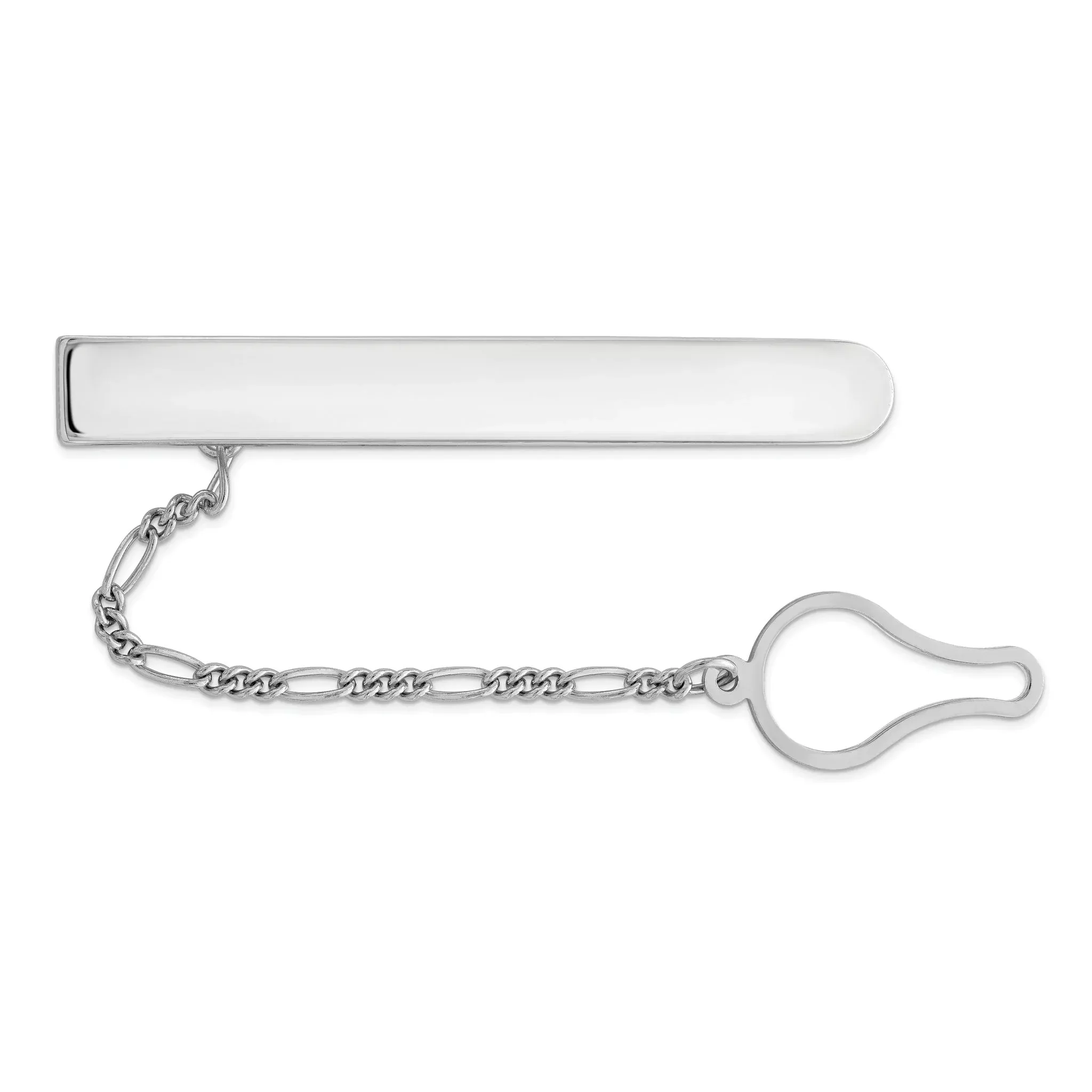 Sterling Silver 925 Tie Clip with Rhodium Polished Finish Engravable