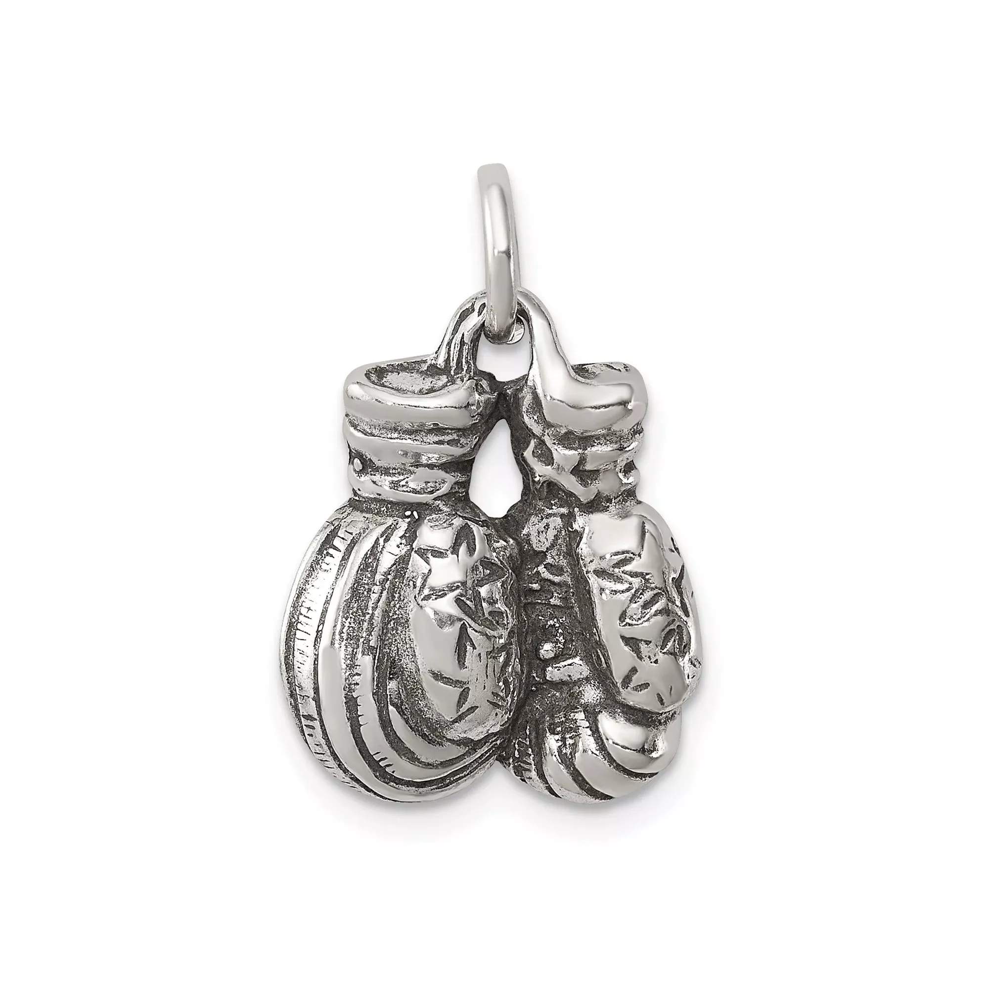 Sterling Silver Boxing Gloves Pendant with Star Accents, Symbol of Strength and Resilience