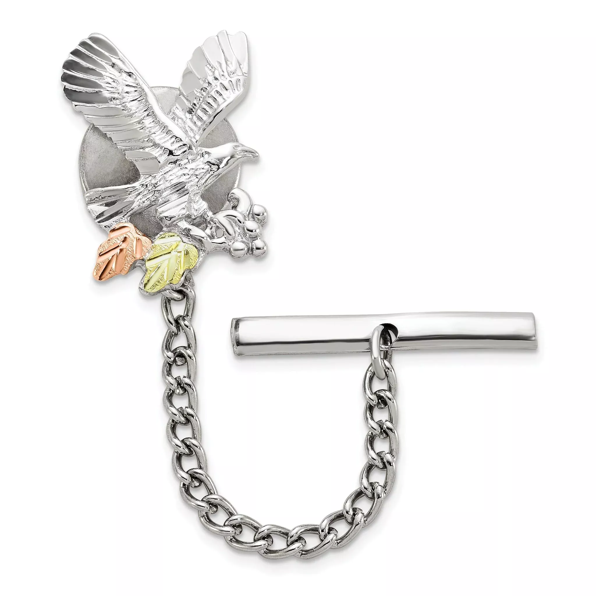 Sterling Silver Gold-Accented Eagle Tie Tac with Rhodium Polish