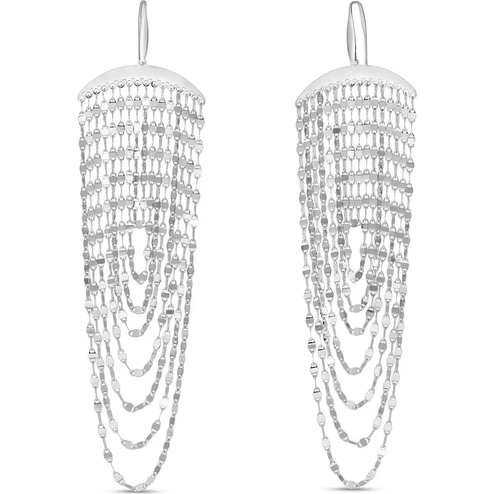 Sterling Silver Multi-Strand Chandelier Drop Earrings - Dramatic Drape Collection by Orozza Fine Jewelry