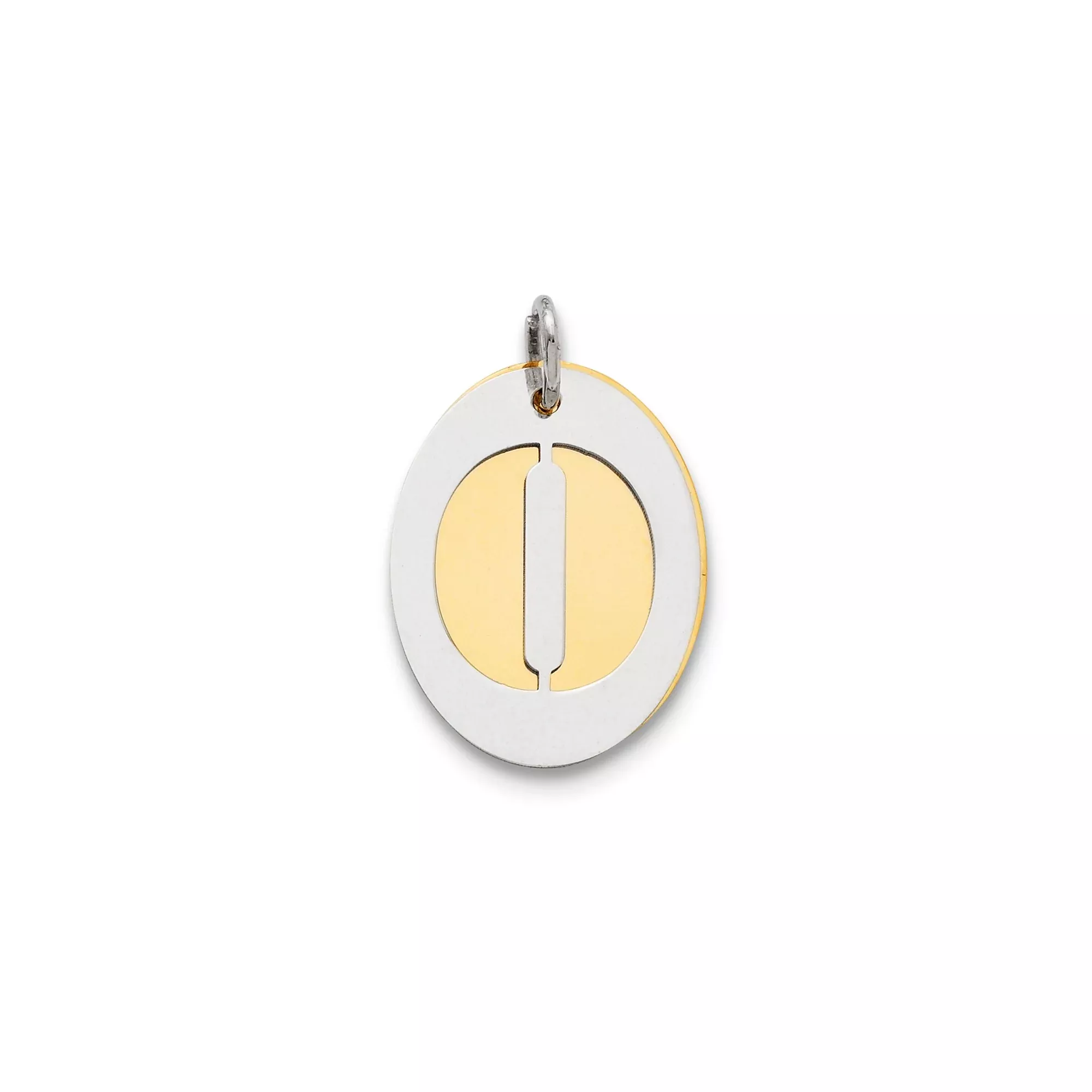 Sterling Silver Oval Pendant with Two-Tone Cutout Design, Unisex Modern Style