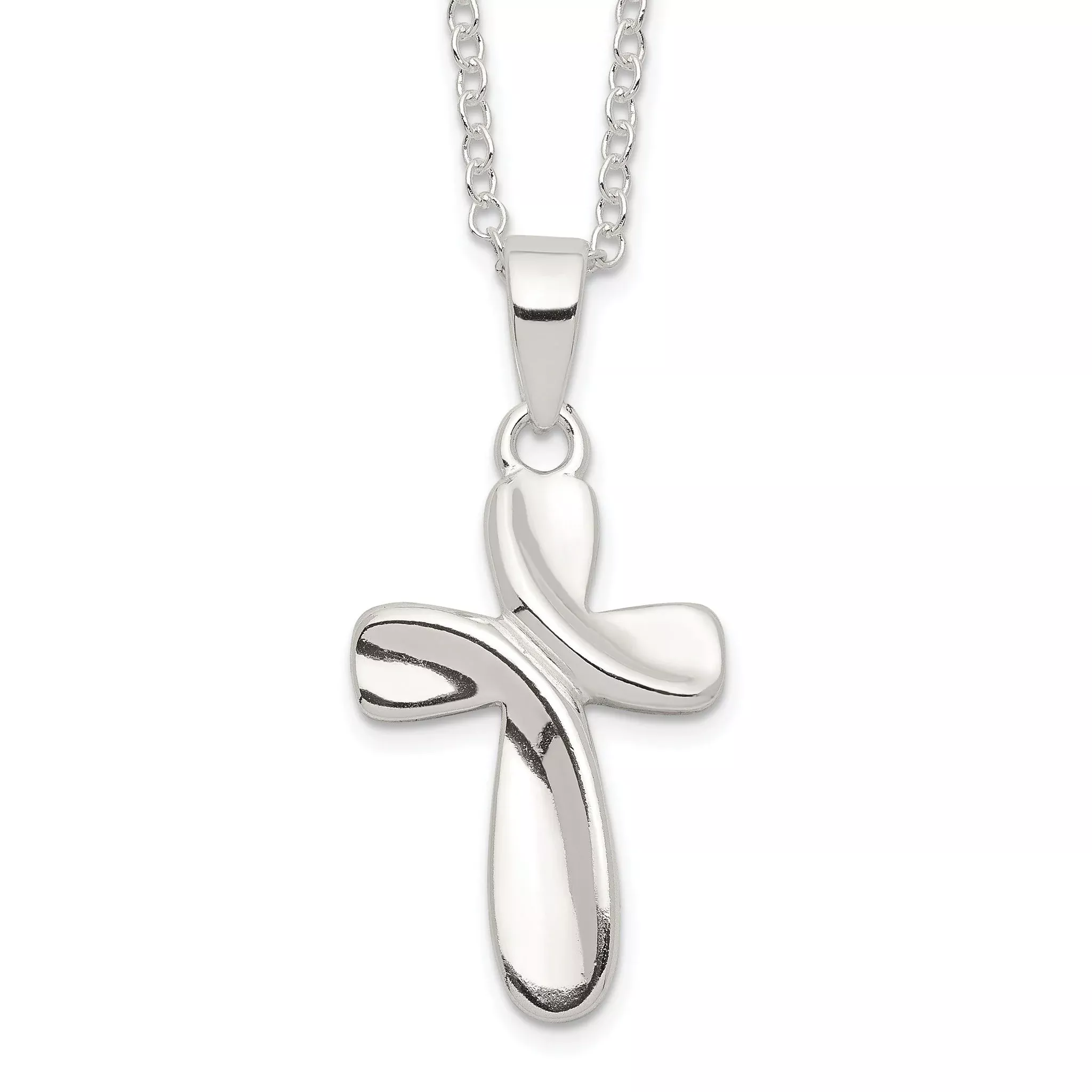 Sterling Silver Rhodium-plated Cross Necklace