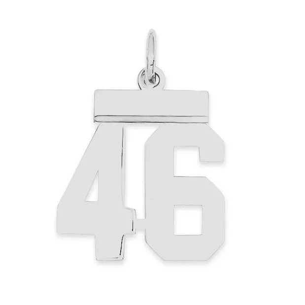 Sterling Silver Rhodium-plated Small Polished Number 46 Charm