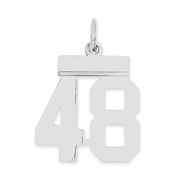 Sterling Silver Rhodium-plated Small Polished Number 48 Charm