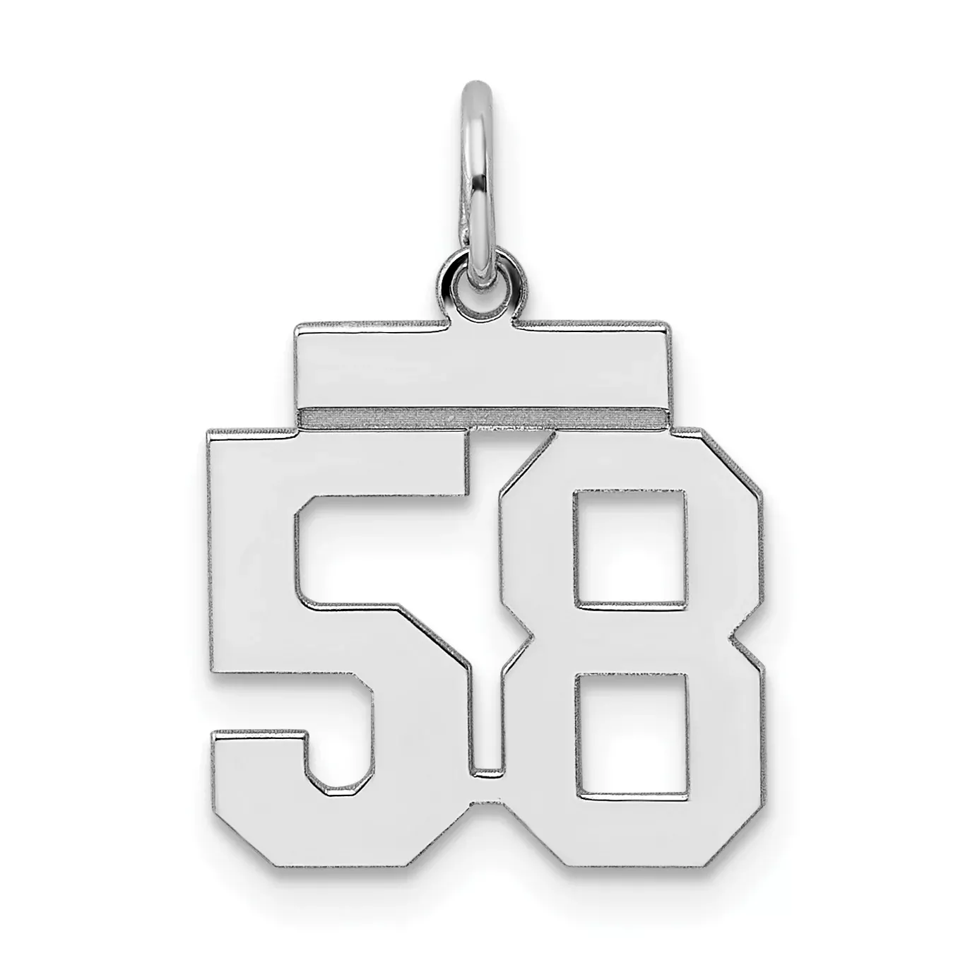 Sterling Silver Rhodium-plated Small Polished Number 58 Charm