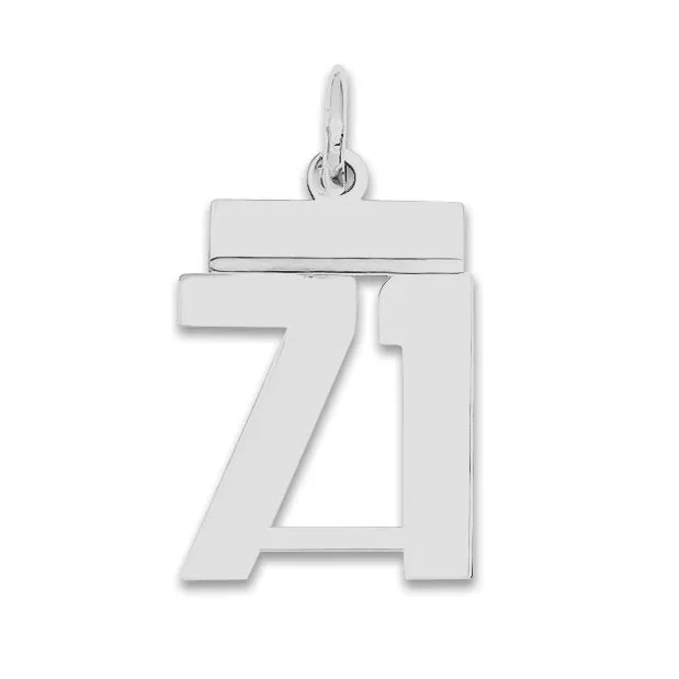 Sterling Silver Rhodium-plated Small Polished Number 71 Charm