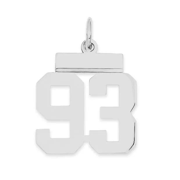 Sterling Silver Rhodium-plated Small Polished Number 93 Charm