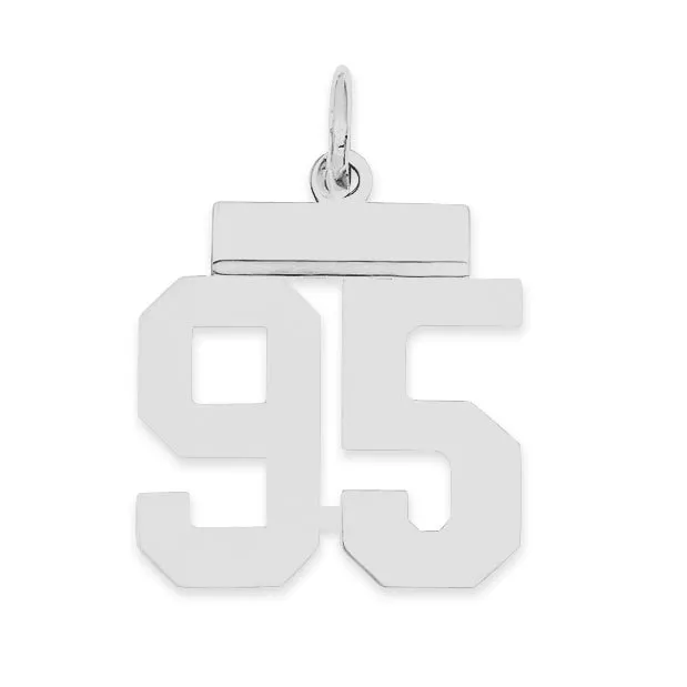 Sterling Silver Rhodium-plated Small Polished Number 95 Charm