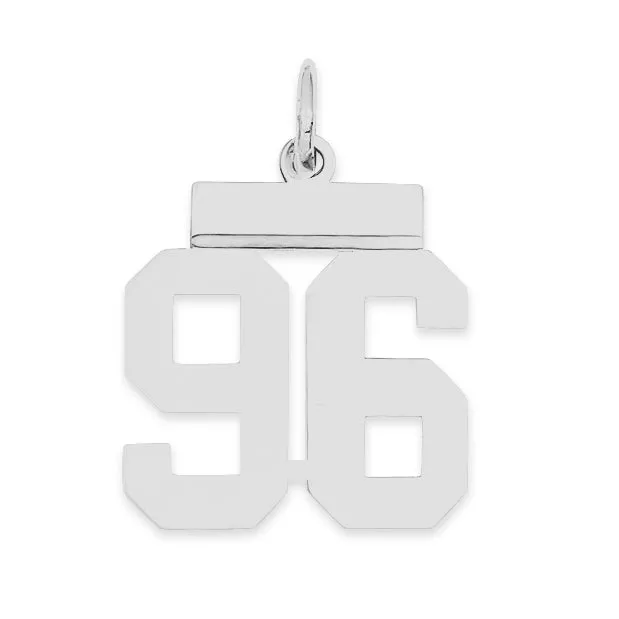 Sterling Silver Rhodium-plated Small Polished Number 96 Charm