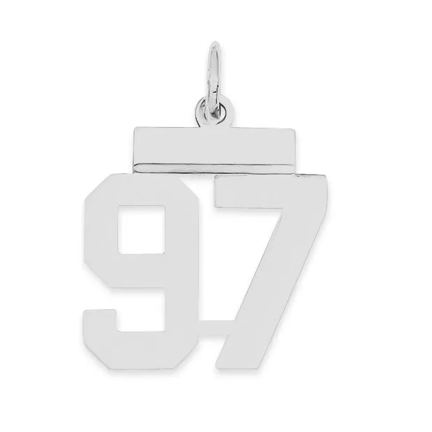 Sterling Silver Rhodium-plated Small Polished Number 97 Charm