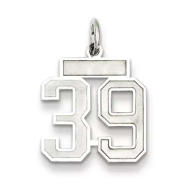 Sterling Silver Rhodium-plated Small Satin Number 39 Charm