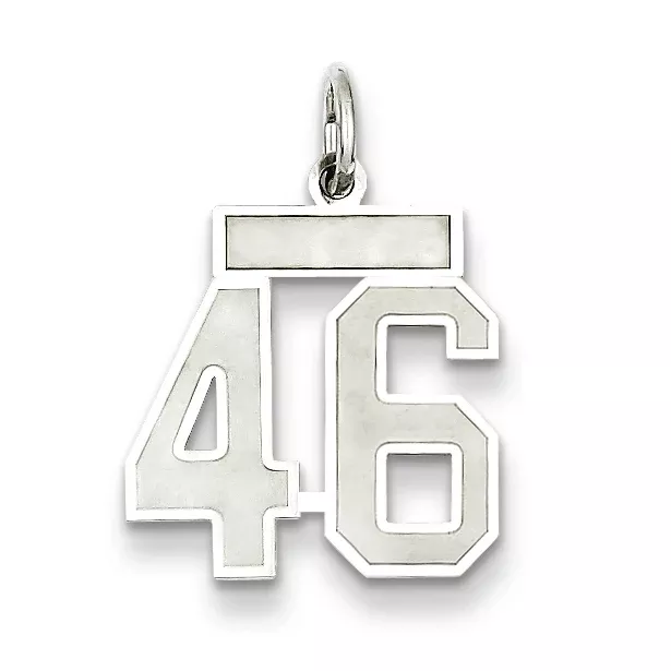 Sterling Silver Rhodium-plated Small Satin Number 46 Charm