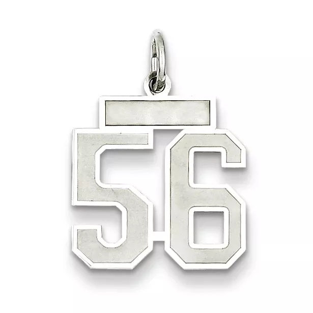 Sterling Silver Rhodium-plated Small Satin Number 56 Charm