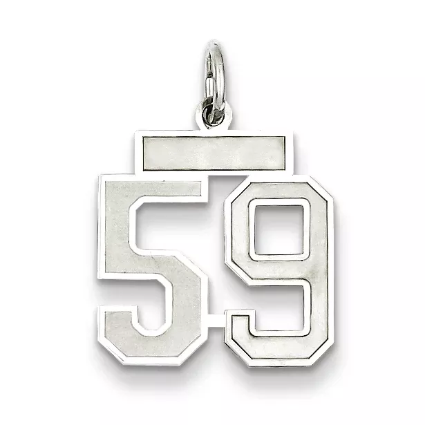 Sterling Silver Rhodium-plated Small Satin Number 59 Charm