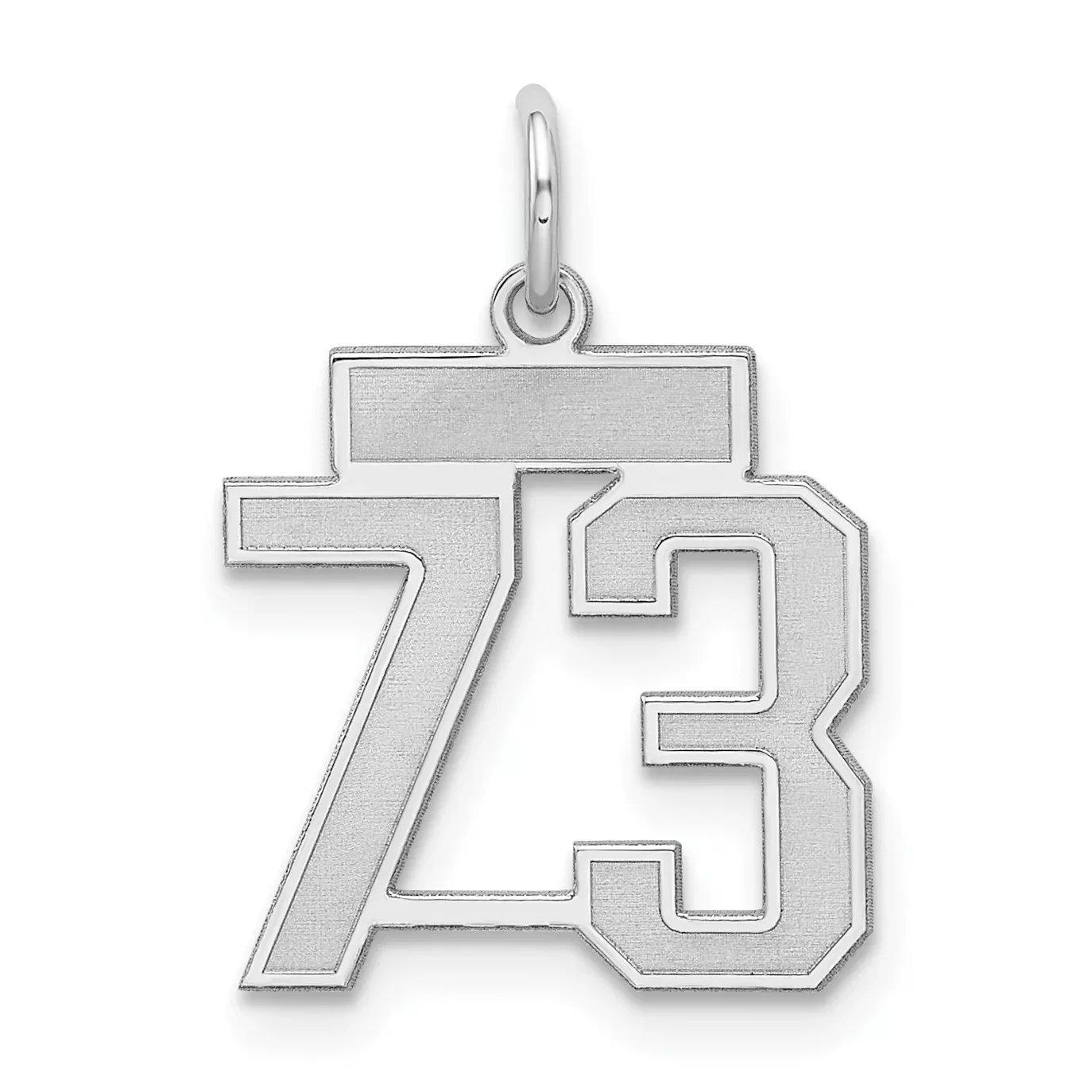 Sterling Silver Rhodium-plated Small Satin Number 73 Charm