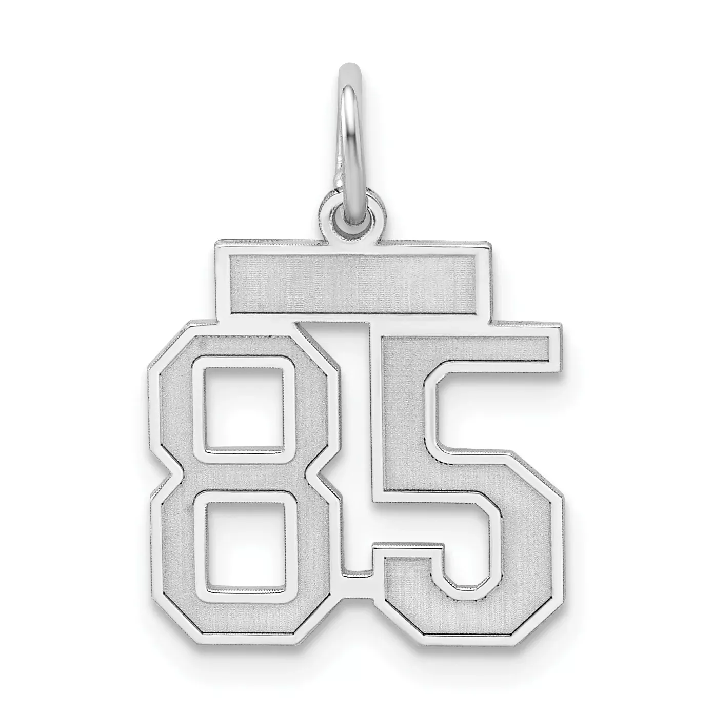 Sterling Silver Rhodium-plated Small Satin Number 85 Charm