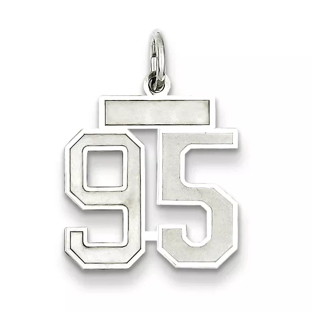 Sterling Silver Rhodium-plated Small Satin Number 95 Charm
