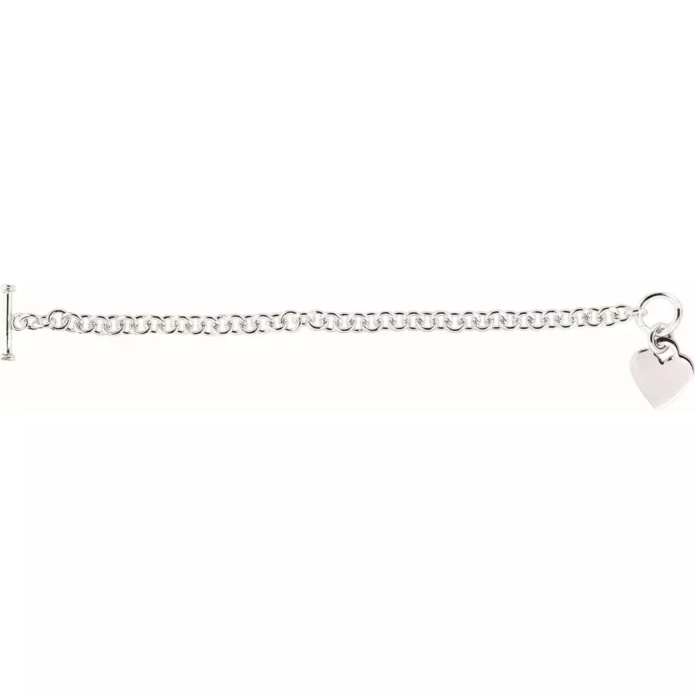 Sterling Silver Small Heart Charm Toggle Chain Necklace - 18" by Orozza Fine Jewelry