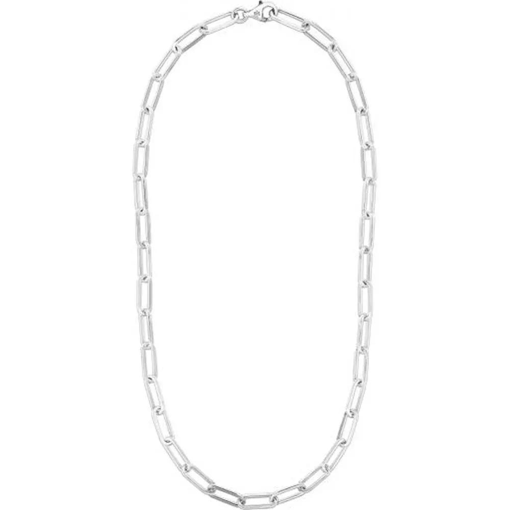 Sterling Silver Squared Paperclip Link Necklace - 18" by Orozza Fine Jewelry