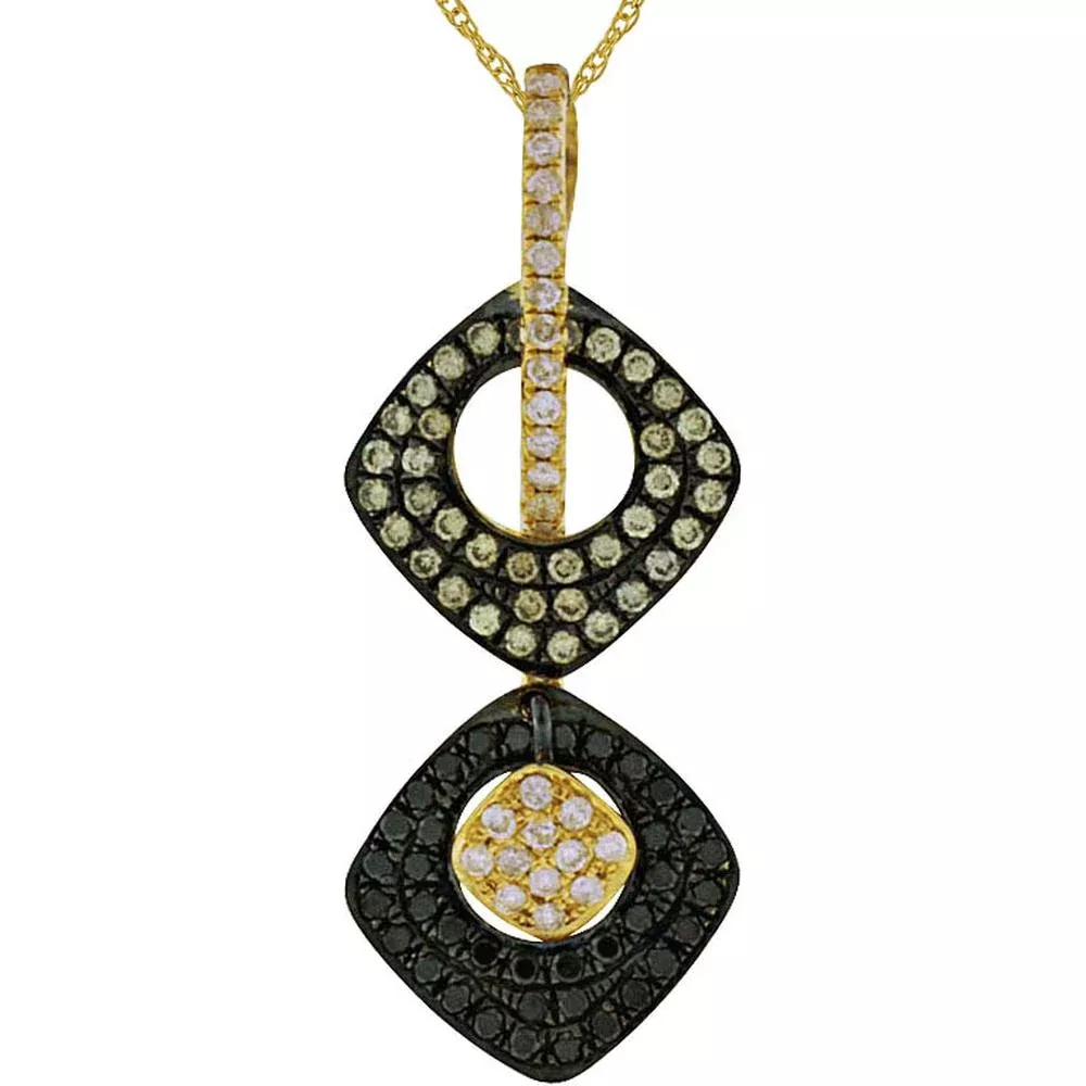 Stunning 14K Yellow Gold 0.27 Carat Black Diamond & 20 PT+26BK Pendant